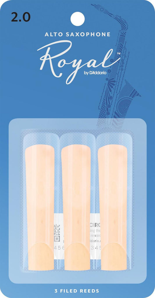 Rico Royal Alto Sax Reeds, Strength 2.0, 3-pack