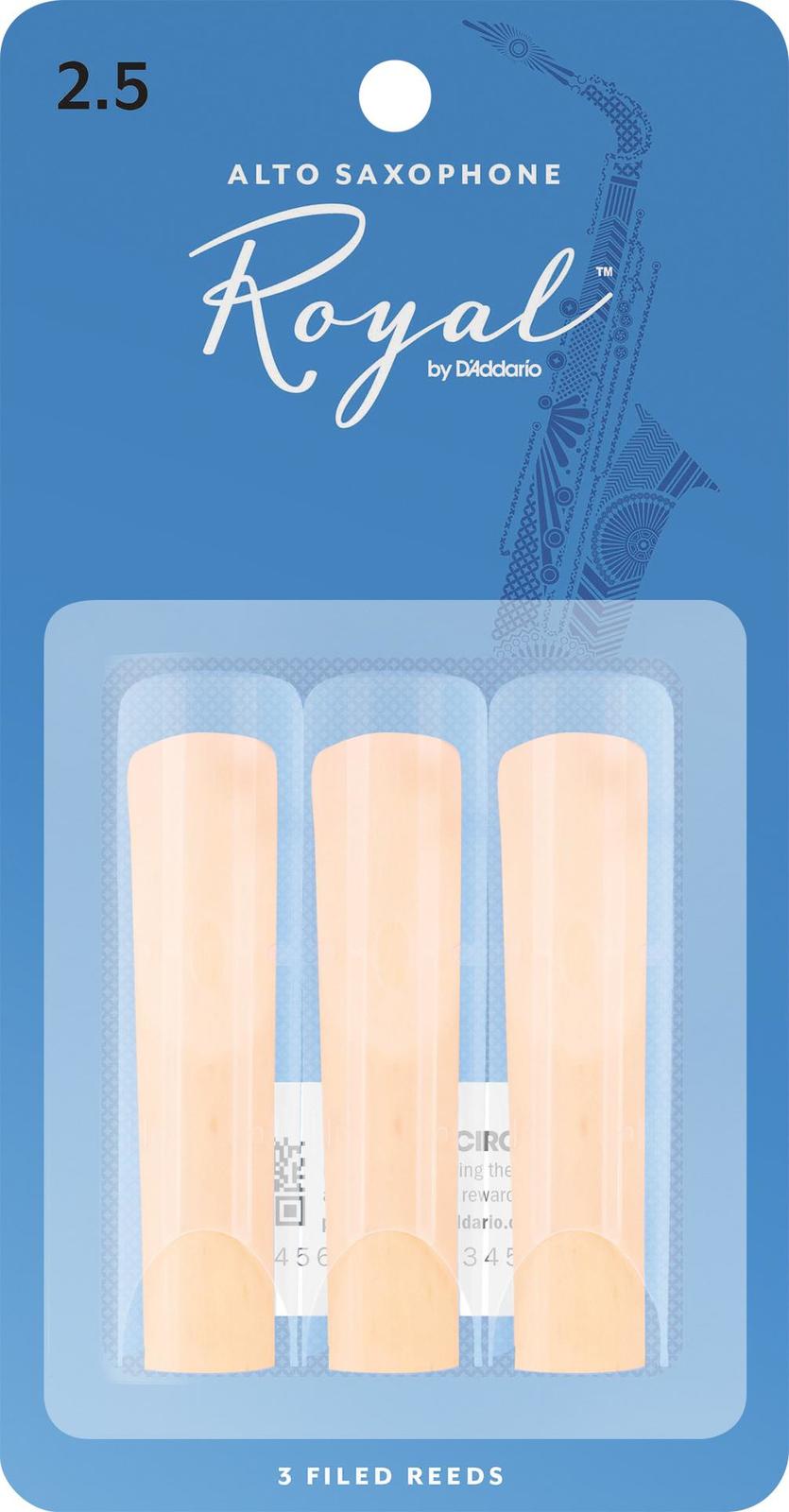 Rico Royal Alto Sax Reeds, Strength 2.5, 3-pack