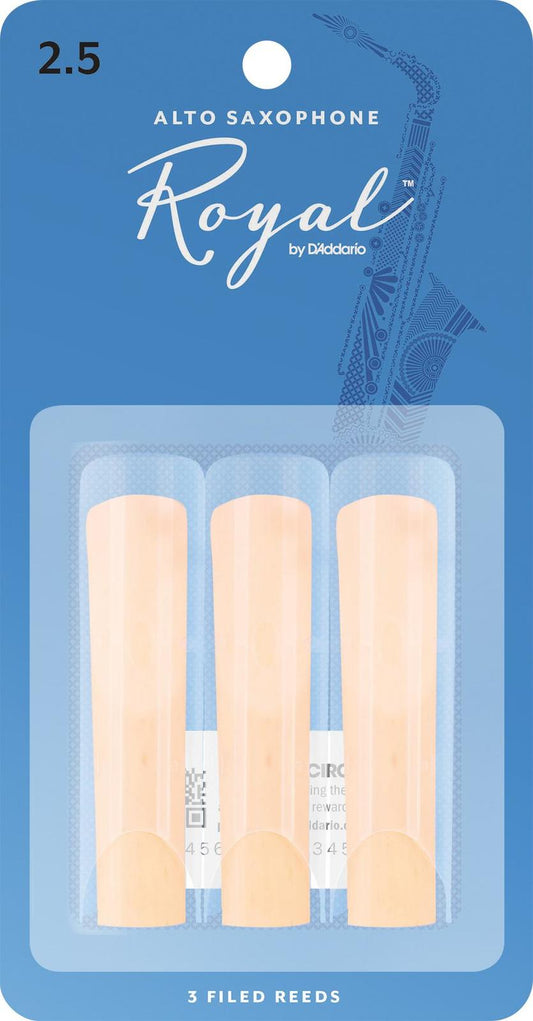 Rico Royal Alto Sax Reeds, Strength 2.5, 3-pack