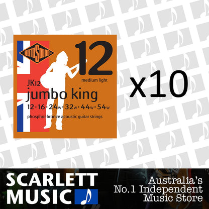 Rotosound JK12 Jumbo King Phosphor Bronze 12-54 String 10 Pack — view 2