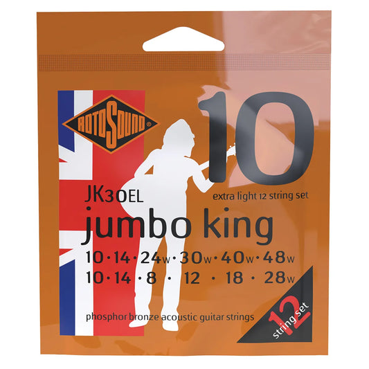 Rotosound Jumbo King 12 String Acoustic Guitar Strings Phosphor Bronze RJK30EL