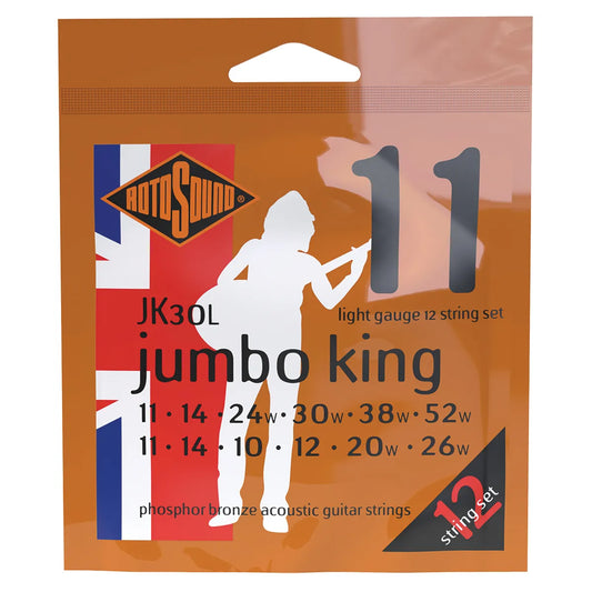 Rotosound Jumbo King 12 String Acoustic Guitar Strings Phosphor Bronze RJK30L