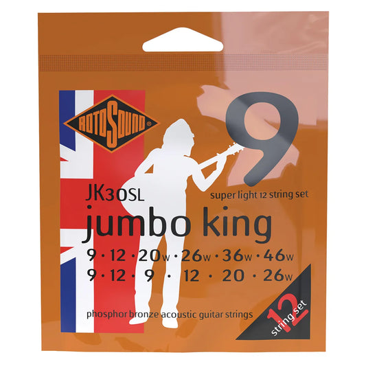 Rotosound Jumbo King 12 String Acoustic Guitar Strings Phosphor Bronze RJK30SL