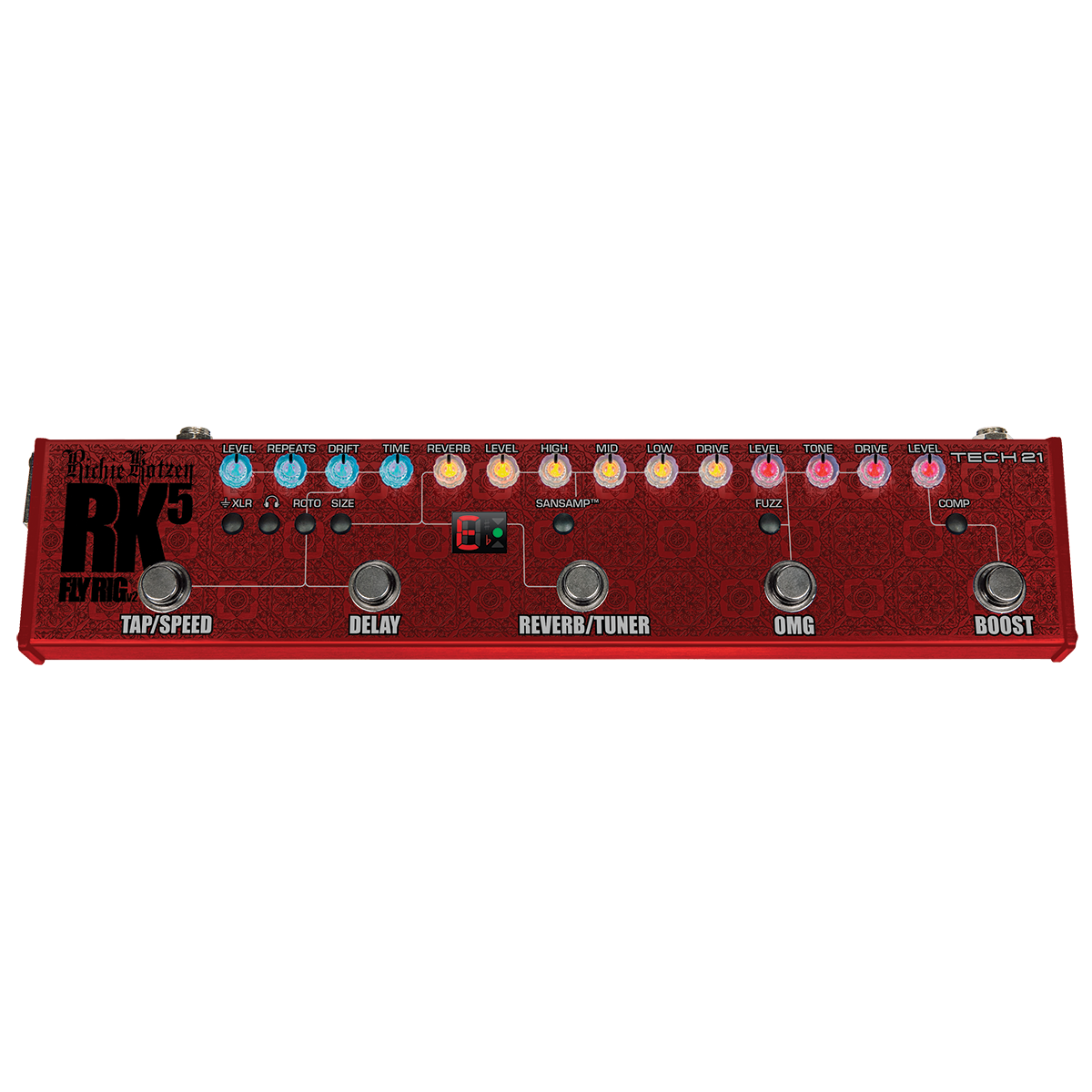 Tech 21 Richie Kotzen FlyRig 5 Version 2 Multi-Effects Pedal with Reverb, Overdrive, Fuzz, Delay, Tuner, and Headphone Capability