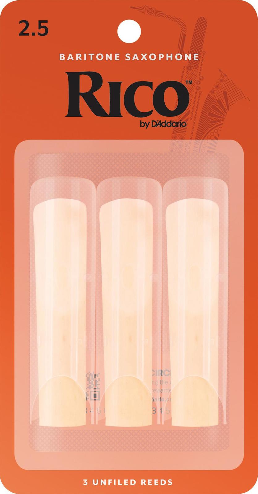 Rico Baritone Sax Reeds, Strength 2.5, 3-pack