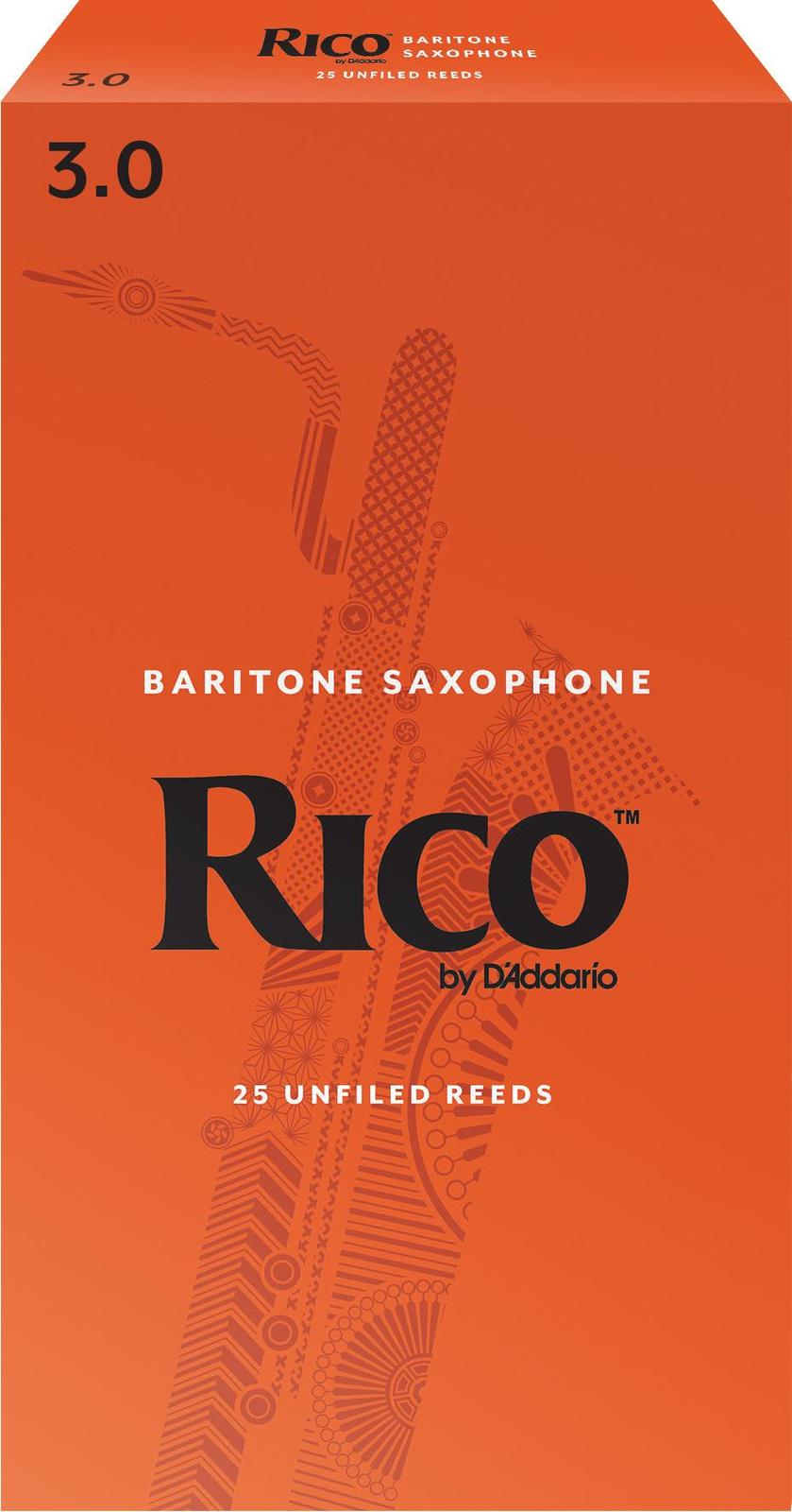 Rico Baritone Sax Reeds, Strength 3.0, 25-pack
