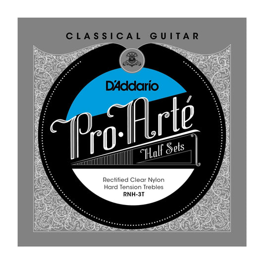 D'Addario RNH-3T Pro-Arte Rectified Clear Nylon Classical Guitar Half Set, Hard Tension