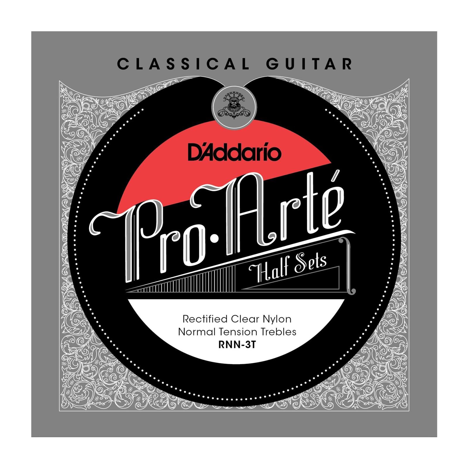 D'Addario RNN-3T Pro-Arte Rectified Clear Nylon Classical Guitar Half Set, Normal Tension