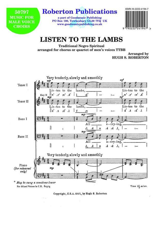 Listen to the Lambs TTBB A Cappella by Hugh S. Roberton