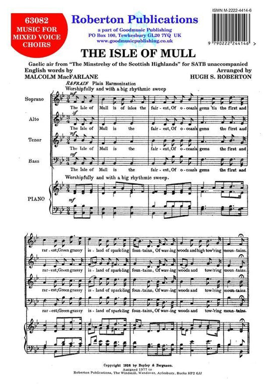 Isle of Mull SATB/Piano Choral Arrangement by Hugh S. Roberton