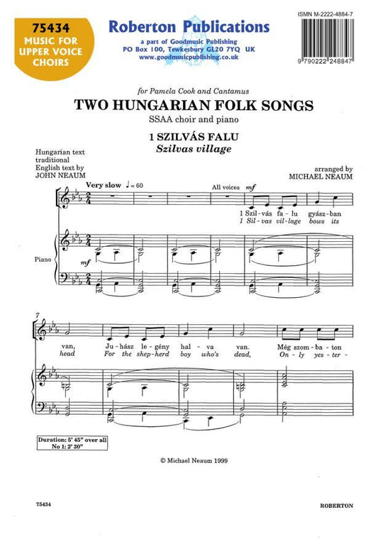 Two Hungarian Folk Songs for SSAA Choir and Piano by Michael Neaum