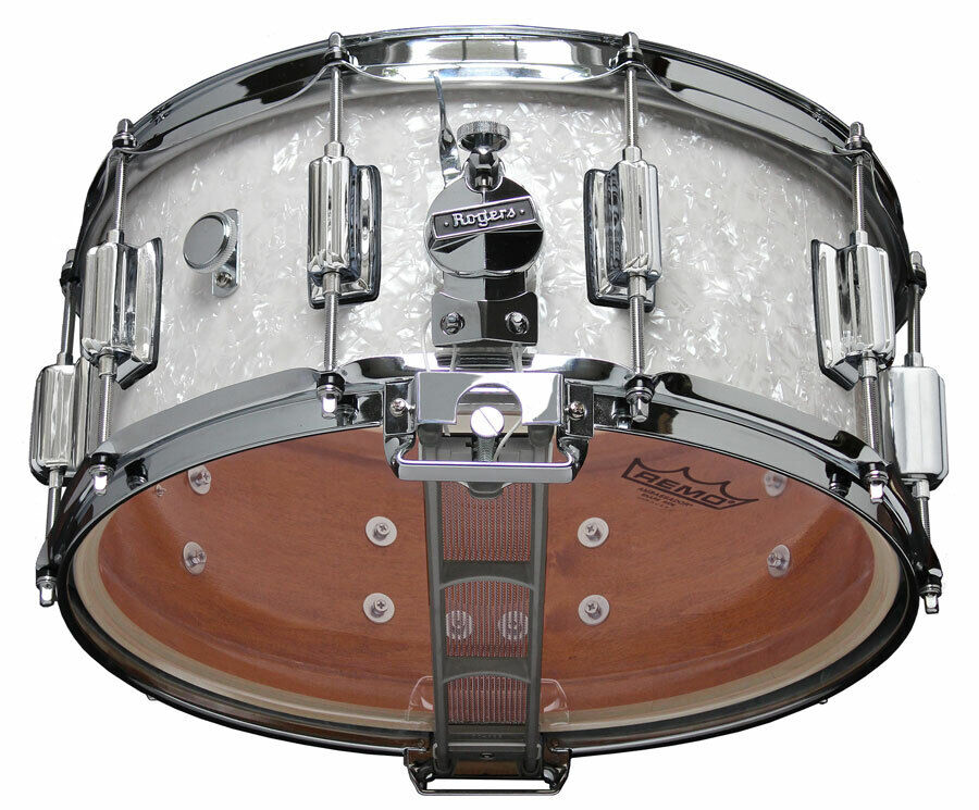 Rogers Dyna-Sonic Beavertail Snare Drum - 14" x 6.5" White Marine Pearl Model No. 37WMP — view 2