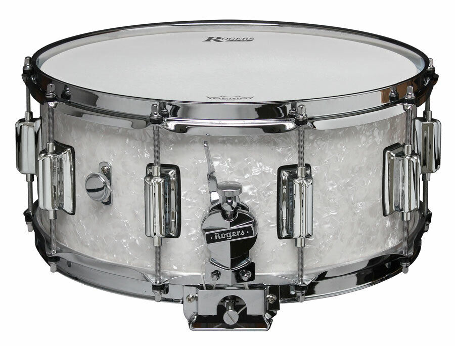 Rogers Dyna-Sonic Beavertail Snare Drum - 14" x 6.5" White Marine Pearl Model No. 37WMP