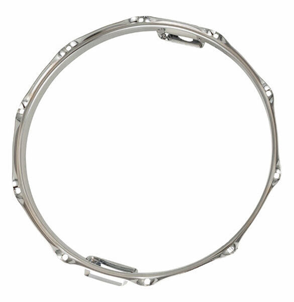 Rogers Dyna-Sonic 14" 10 Lug Snare-Side Drum Hoop with Snare Gates, Steel, Chrome-Plated, Triple-Flange Design