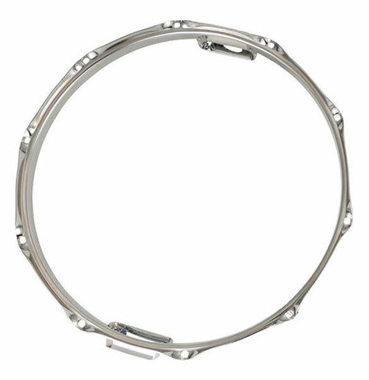 Rogers Dyna-Sonic 14" 10 Lug Snare-Side Drum Hoop with Snare Gates, Steel, Chrome-Plated, Triple-Flange Design