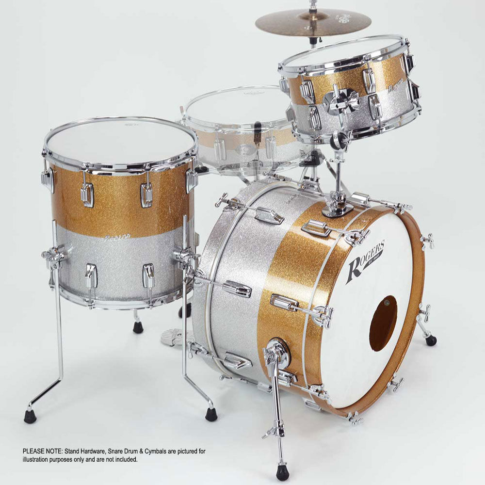 Rogers PT-0320HX PowerTone 3-Piece Drum Kit Gold/Silver Two Tone Lacquer Sparkle — view 3