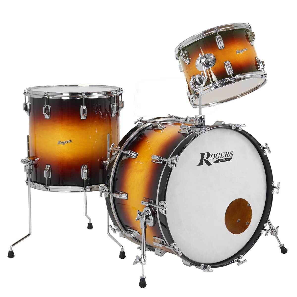 Rogers PT-0322HX PowerTone 3-Piece Drum Kit with Sunburst Lacquer Finish, 14"x22" Bass, 9"x13" Tom, 16"x16" Floor Tom