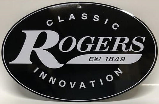 Rogers Black & Silver Metal Logo Sign - 30 x 20cm, 0.8mm Thickness