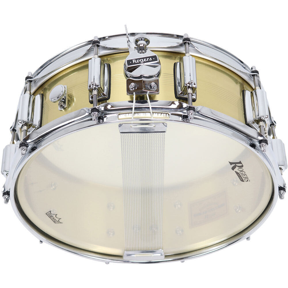 Rogers SuperTen Brass Series Snare Drum - Natural Brass Finish, 14 x 5", Model No 36-BN, 1.2mm Shell, Beavertail Lugs, Clock Face Throw-Off — view 2