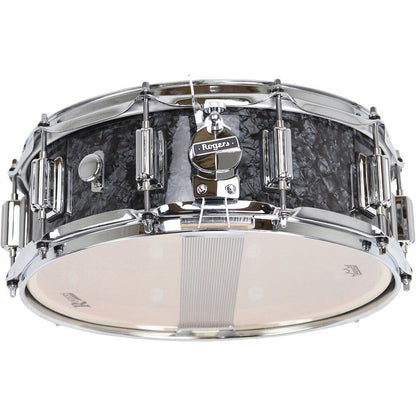 Rogers SuperTen Snare Drum - Black Pearl Finish - 14 x 5" - Model No 36-BP - 5-ply Maple-Poplar Shell - Clock Face Throw-Off - Beavertail Lugs — view 3