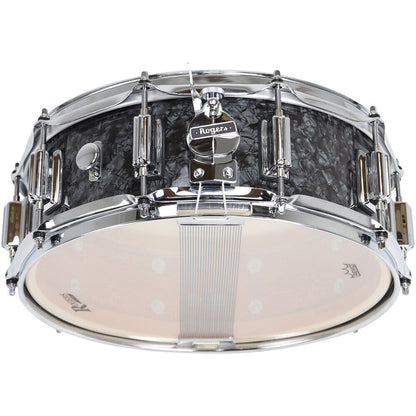 Rogers SuperTen Snare Drum - Black Pearl Finish - 14 x 5" - Model No 36-BP - 5-ply Maple-Poplar Shell - Clock Face Throw-Off - Beavertail Lugs — view 2