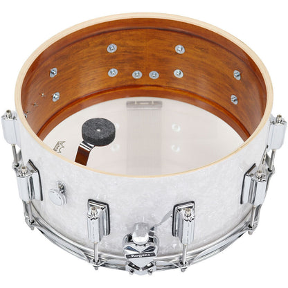 Rogers SuperTen Snare Drum - White Marine Pearl Finish - 14 x 6.5" - 5-ply Maple-Poplar Shell, 10 Lug, Clock Face Throw Off, Beavertail Lugs — view 2