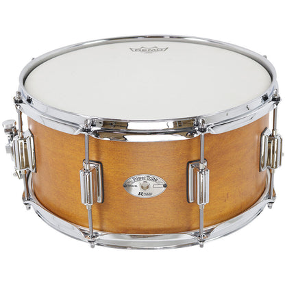 Rogers Tower Series Snare Drum - 14 x 6.5" Satin Fruitwood Stain, 5-Ply Maple-Poplar Shell, Beavertail Lugs, Remo Heads — view 2