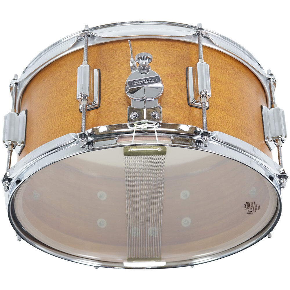 Rogers Tower Series Snare Drum - 14 x 6.5" Satin Fruitwood Stain, 5-Ply Maple-Poplar Shell, Beavertail Lugs, Remo Heads — view 3