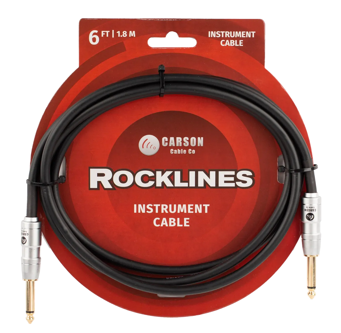 Carson Cable Co Rocklines 6ft Noiseless Instrument Cable, Straight to Straight, Black