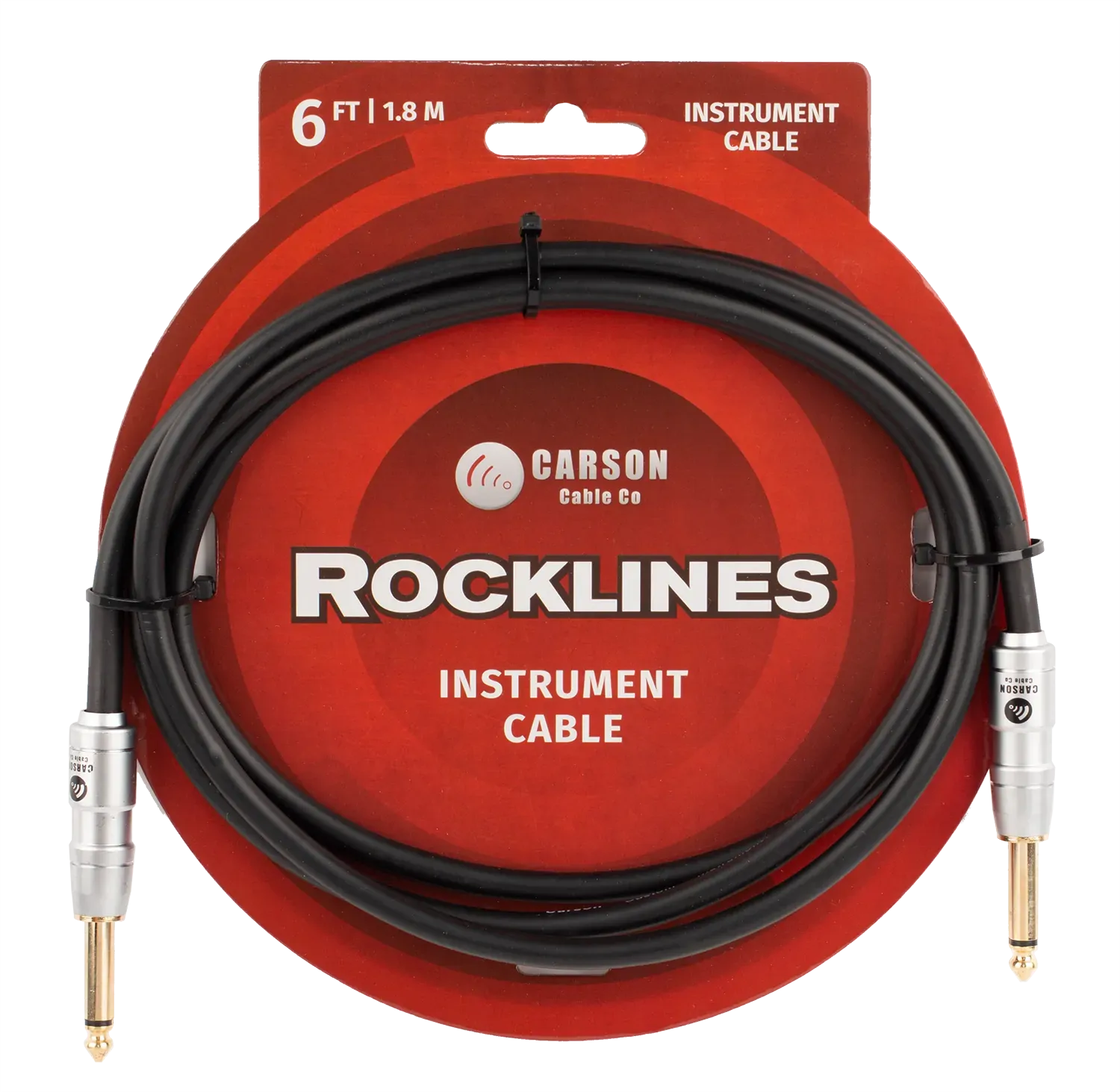 Carson Cable Co Rocklines 6ft Noiseless Instrument Cable, Straight to Straight, Black