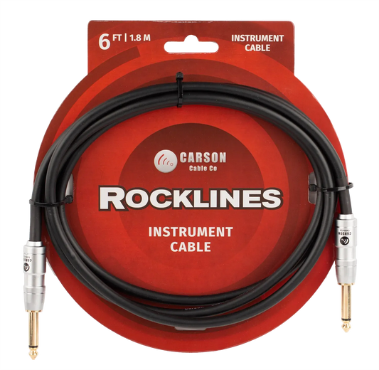 Carson Cable Co Rocklines 6ft Noiseless Instrument Cable, Straight to Straight, Black