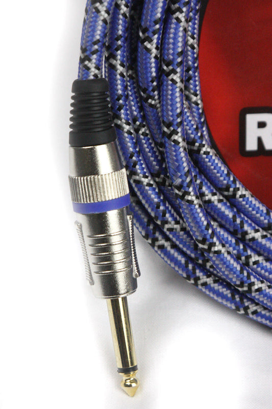 CARSON 10 Foot Guitar Lead / Instrument Cable  Noiseless Braided Blue