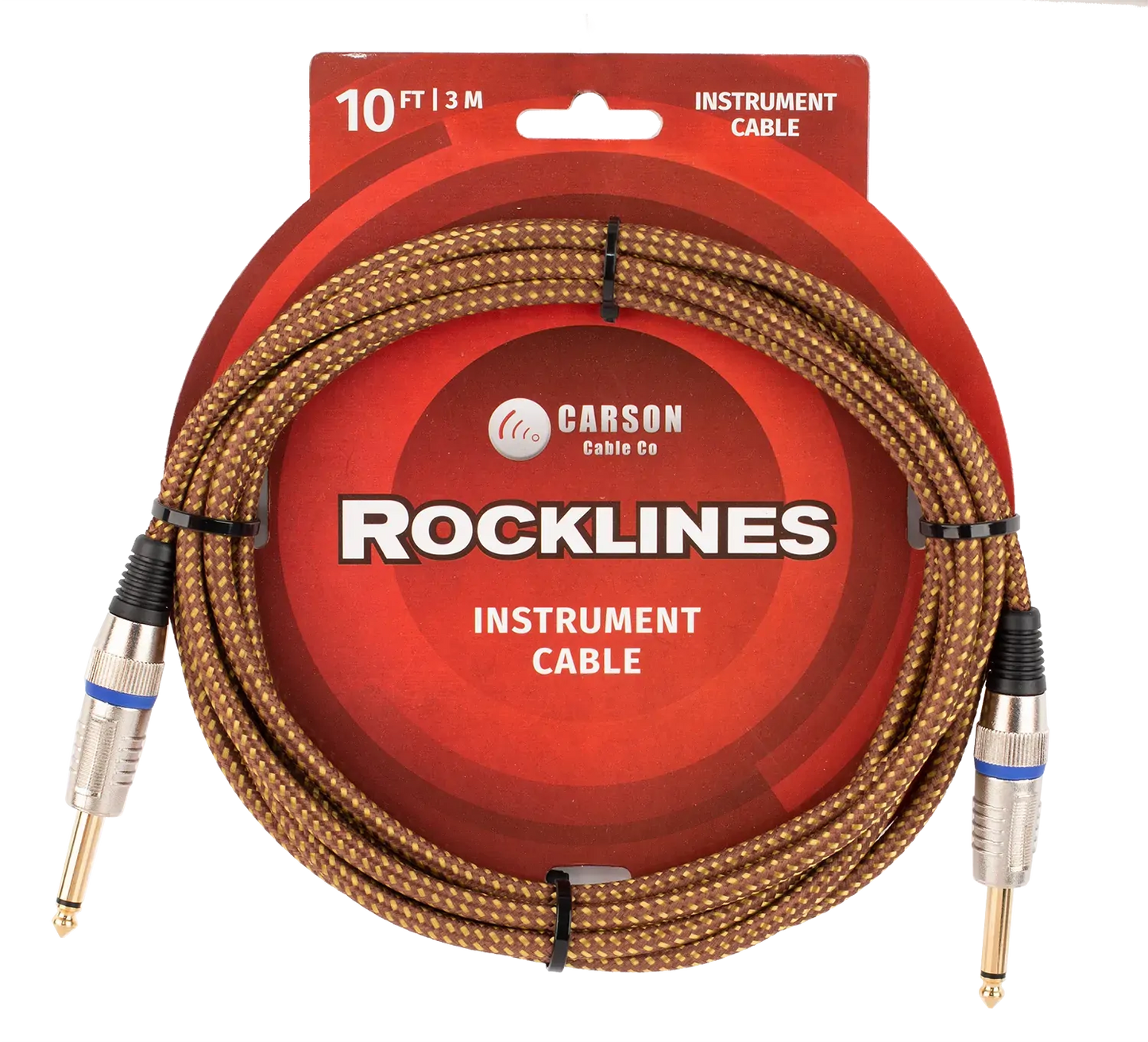 Carson Cable Co Rocklines 10ft Braided Vintage Tweed Guitar Cable
