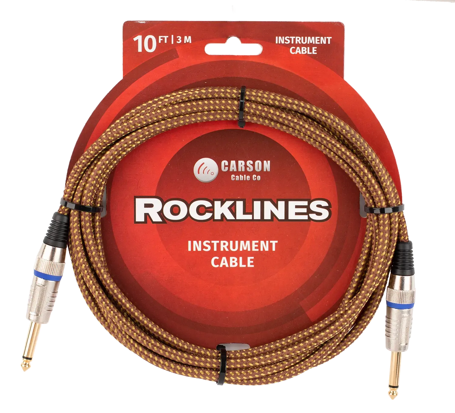 Carson Cable Co Rocklines 10ft Braided Vintage Tweed Guitar Cable