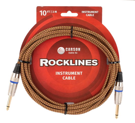 Carson Cable Co Rocklines 10ft Braided Vintage Tweed Guitar Cable