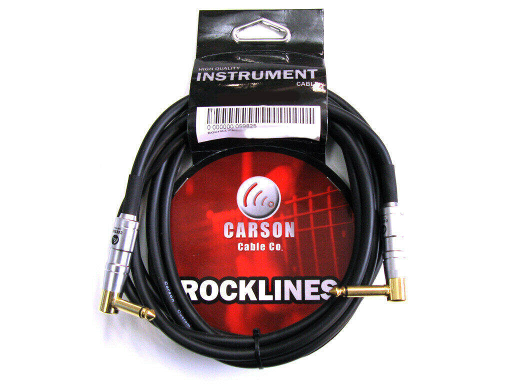 Carson 10' Guitar Cable Right AngLED Jacks Noiseless Cable