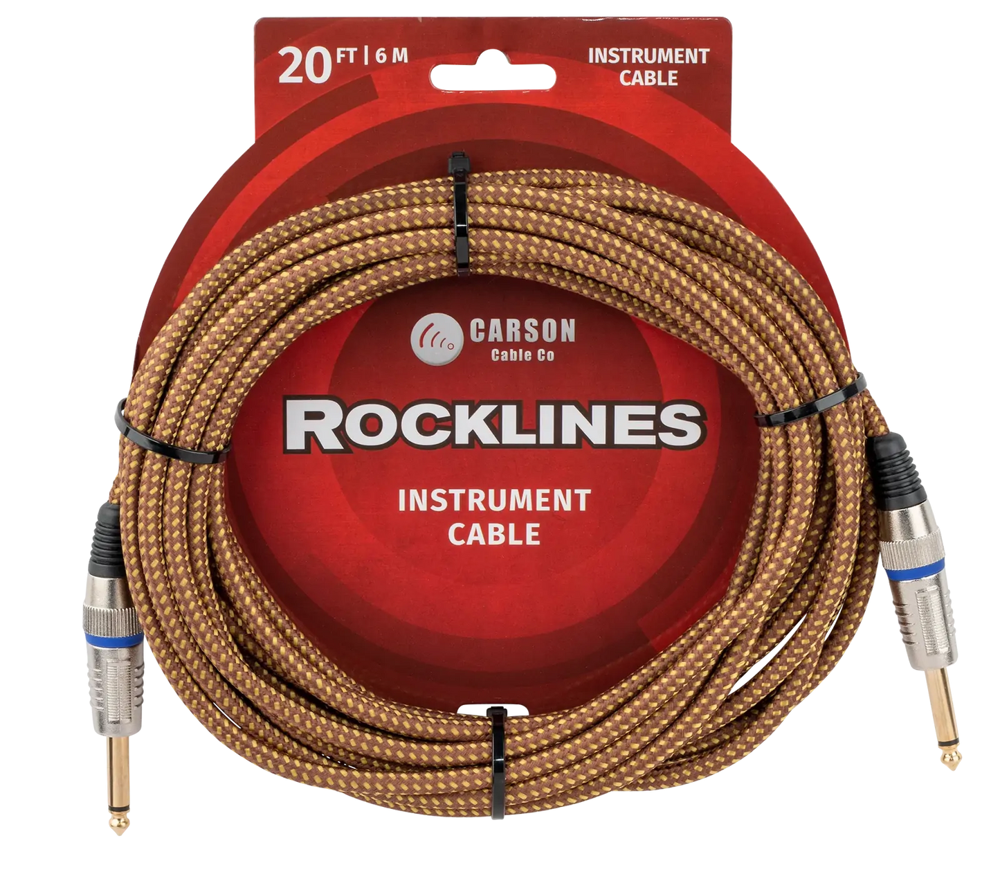 Carson Cable Co Rocklines 20ft Braided Vintage Tweed Guitar Cable