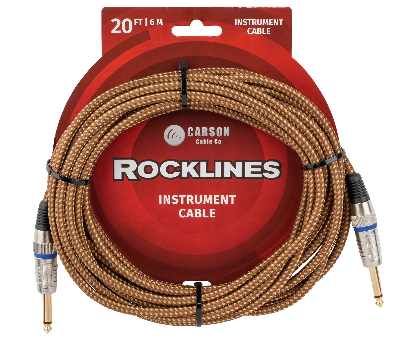 Carson Cable Co Rocklines 20ft Braided Vintage Tweed Guitar Cable