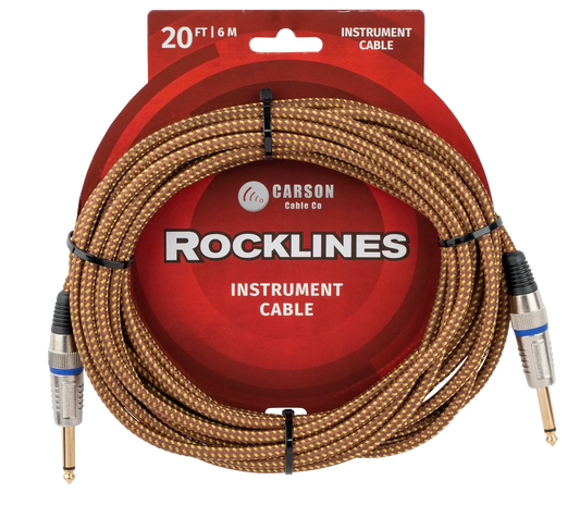 Carson Cable Co Rocklines 20ft Braided Vintage Tweed Guitar Cable