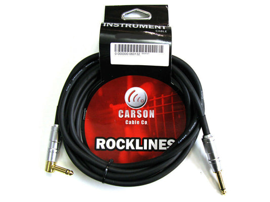 Carson 20' Guitar Cable Straight To Right AngLED Jacks Noiseless Cable
