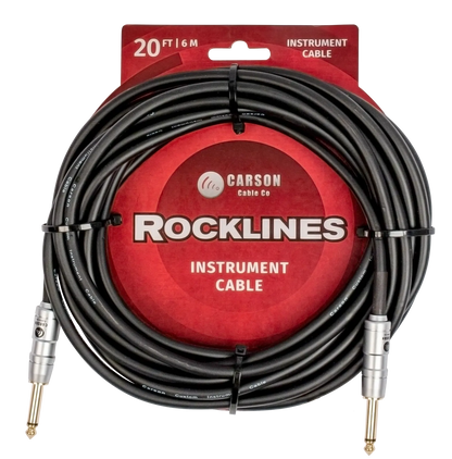 Carson Cable Co Rocklines 20ft Noiseless Guitar Cable with Straight Jacks