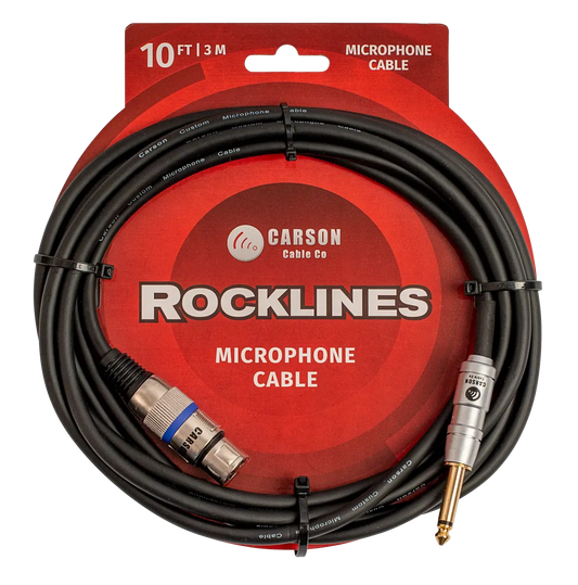 Carson Cable Co Rocklines 10ft XLR to 6.3mm Jack Microphone Cable