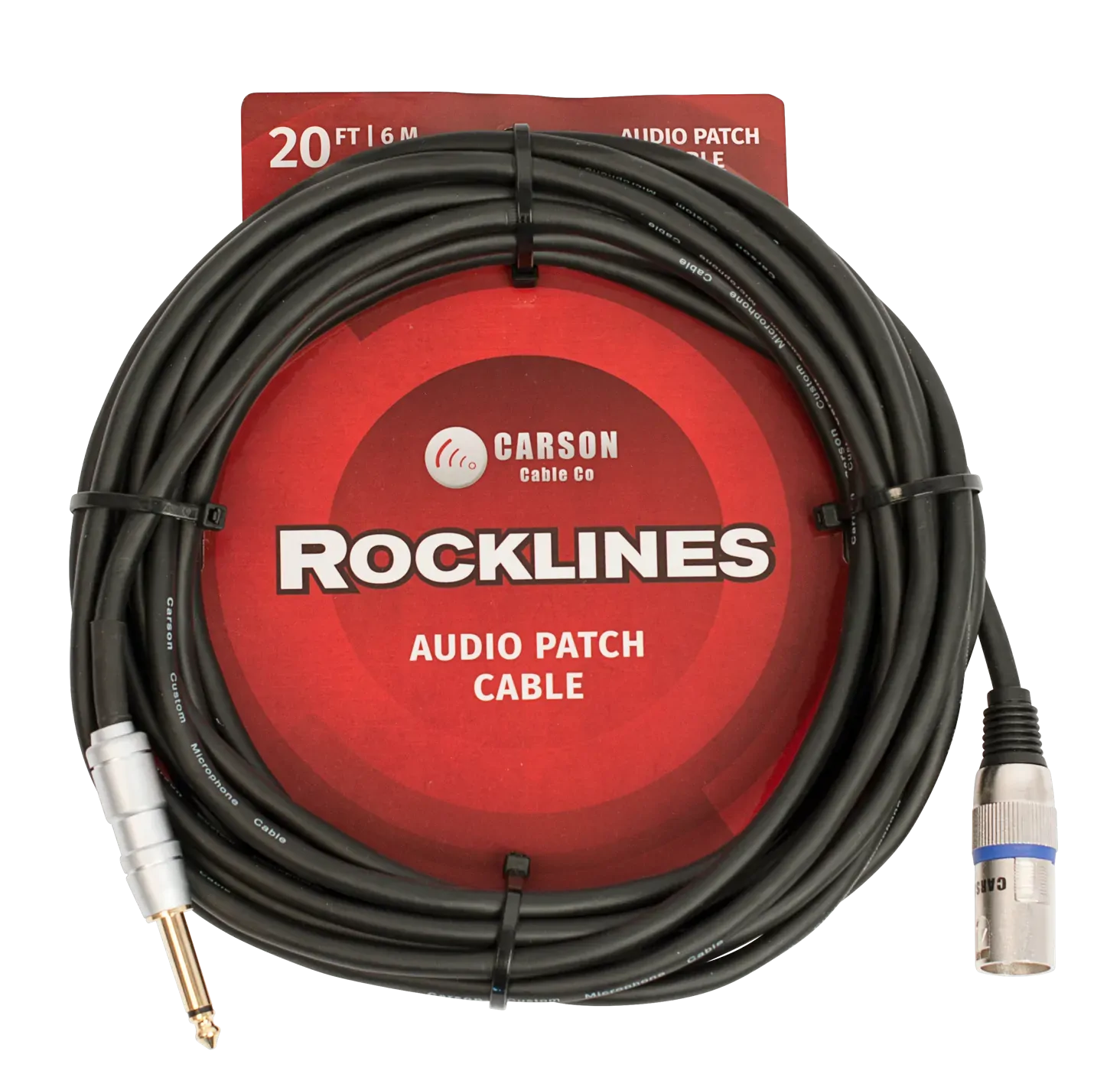 Carson Cable Co Carson Rocklines 20ft XLR Male to 1/4 Inch Mono Jack Microphone/Audio Cable