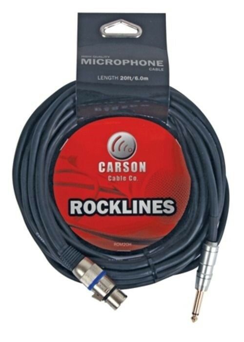 CARSON 20' Foot 6m Microphone Instrument XLR to TS Jack Cable / Lead  Black