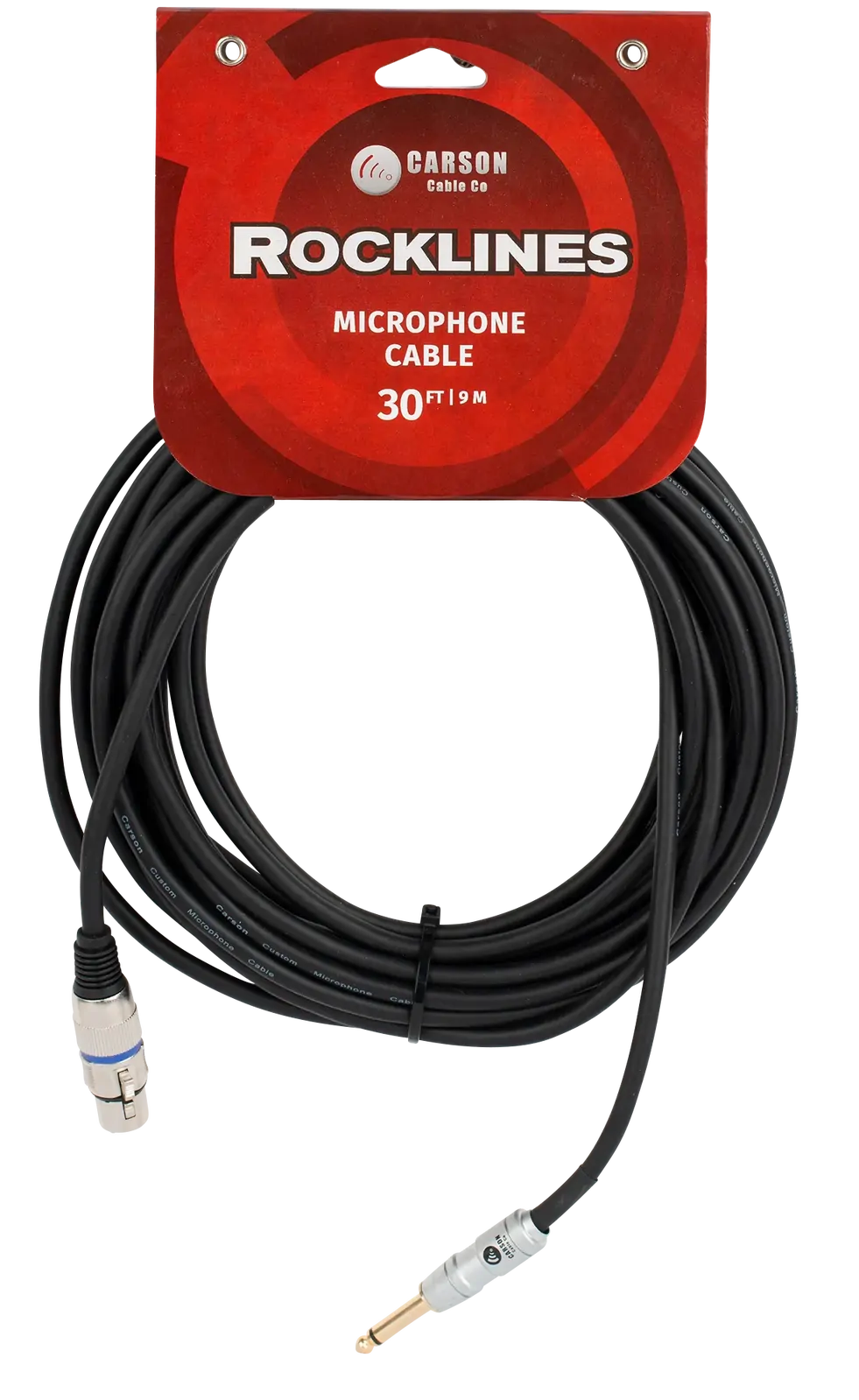 Carson Cable Co Rocklines 30 FT Microphone Cable Female XLR to Male Jack Chrome