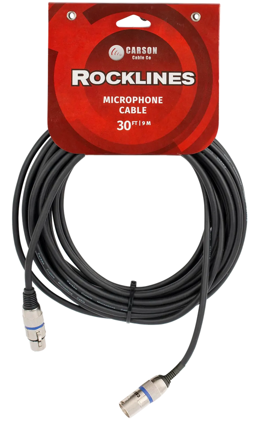 Carson Cable Co Rocklines 30ft Microphone Cable Female XLR to Male XLR