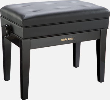 ROLAND RPB-400 Adjustable Piano Bench - White, Solid Wood, Cushioned Top, Storage Compartment, Height Adjustable