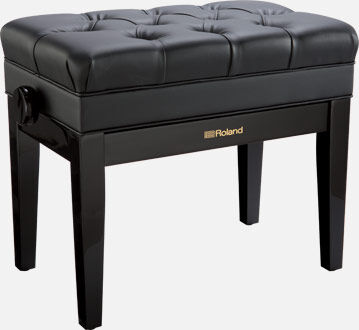 ROLAND RPB-500 Deluxe Adjustable Piano Bench - Polished White, Solid Wood, Cushioned Top, Ideal for Keyboards & Pianos