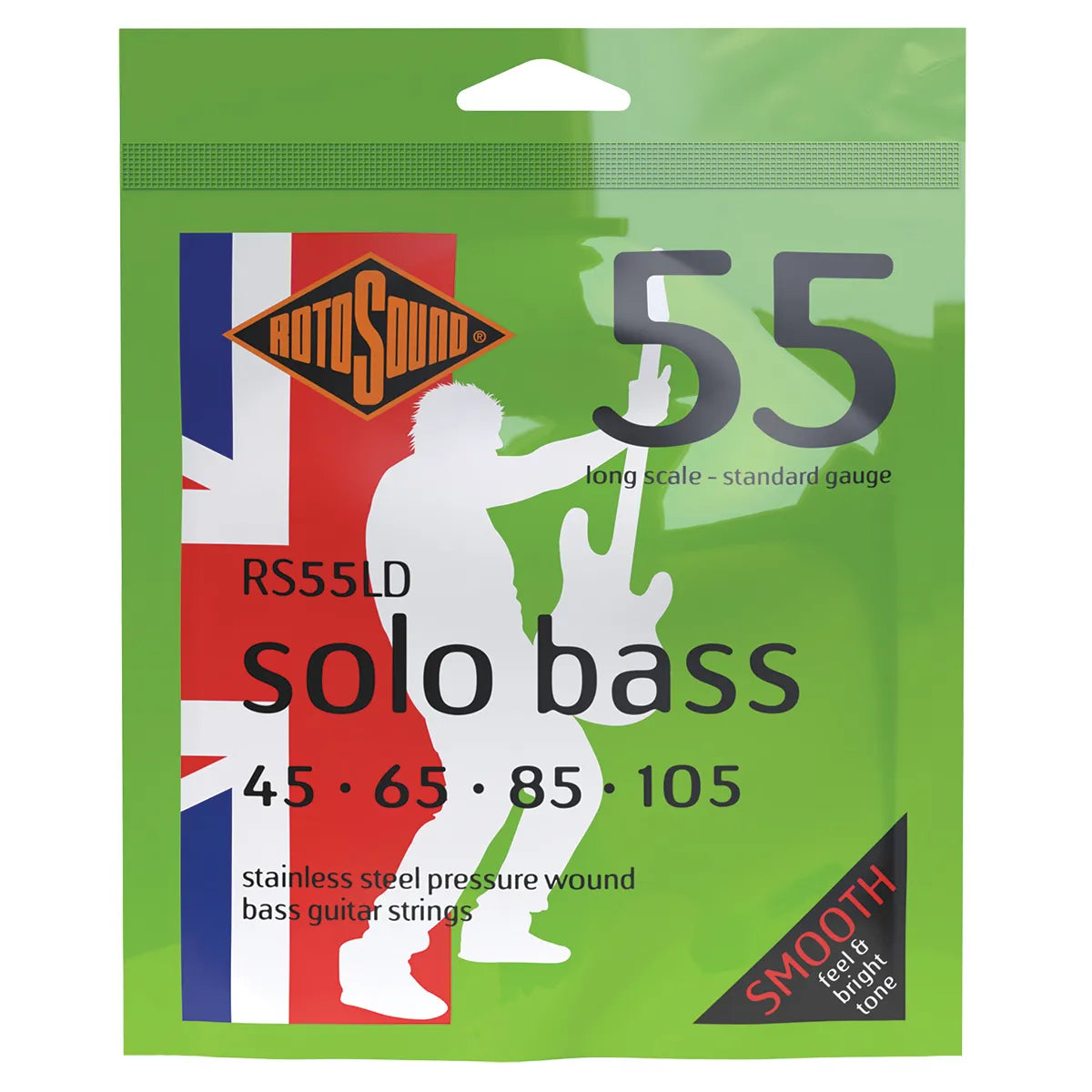 Rotosound Solobass Pressure Wound 4 String Bass Guitar Strings 45-105 [RS55LD]