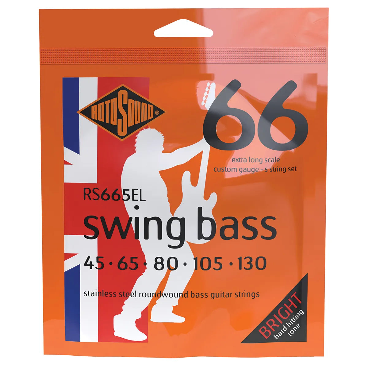 Rotosound Swing Bass 66 Extra Long 45-130 5-String Bass Guitar Strings [RS665EL]
